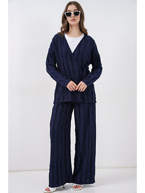 Bigdart Kadın Örme Kimono Pantolon İkili Takım 30067 - Lacivert - S000505460-21164
