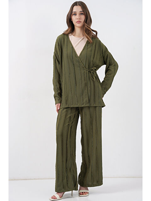 Bigdart Kadın Örme Kimono Pantolon İkili Takım 30067 - Haki - S000505460-18547