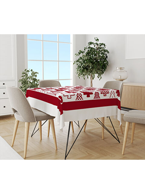 Evmila Yılbaşı Temalı Çam Ağacı Desenli Dijital Baskılı Masa Örtüsü - S000469586-23173
