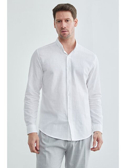 Fullamoda Keten Görünümlü Uzun Kollu Gömlek - S000514880-20063