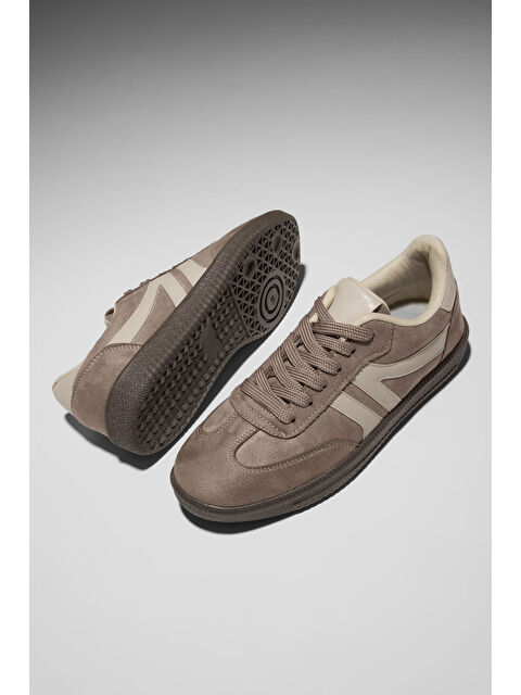 TONNY BLACK Kadın Vizon Bej Termo Taban Yanı Şeritli Bağcıklı Günlük Rahat Spor Ayakkabı - S000506974-5173