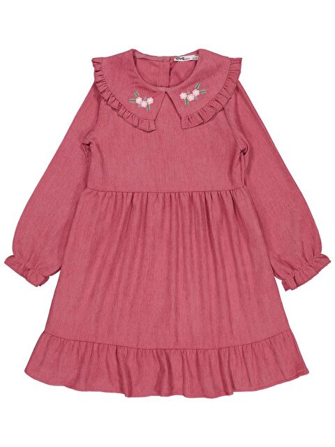 Civil Girls Eteği Fırfırlı 6-9 Yaş Elbise - Pembe 7-8 Yaş - S000484654-20028