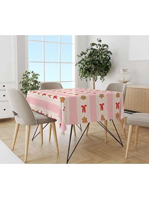 Evmila Yılbaşı Temalı Fiyonk Desenli Dijital Baskılı Masa Örtüsü - S000469592-23173
