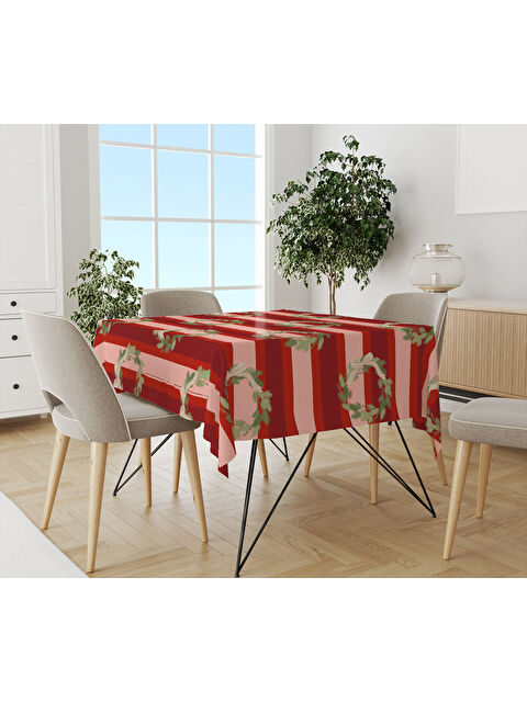 Evmila Yılbaşı Temalı Çelenk Desenli Dijital Baskılı Masa Örtüsü - S000469594-23173