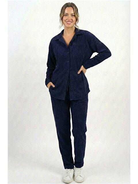 MİSS DÜNYA LİSSA Kadın Premium Fitilli Kumaş Gömlek Pantolon Takımı - S000505461-21164