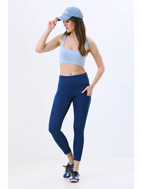C&City Yüksek Bel Çift Cepli Toparlayıcı Spor Tayt 9416 Lacivert - S000388300-21164