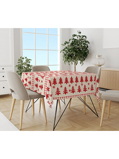 Evmila Yılbaşı Temalı Çam Ağaç Desenli Dijital Baskılı Masa Örtüsü - S000469601-23173