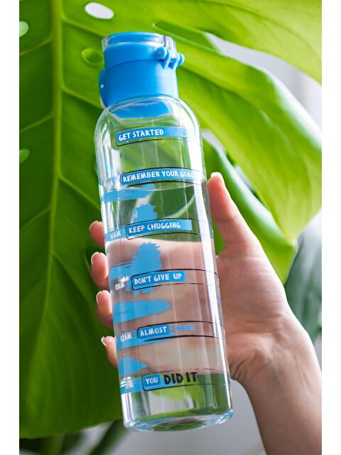 Porsima 161407-055 Kolay Saat Hatırlatmalı Ölçekli Su Şişesi Matara Suluk-Sporcu Matarası-750 cc Mavi - S000233445-17234