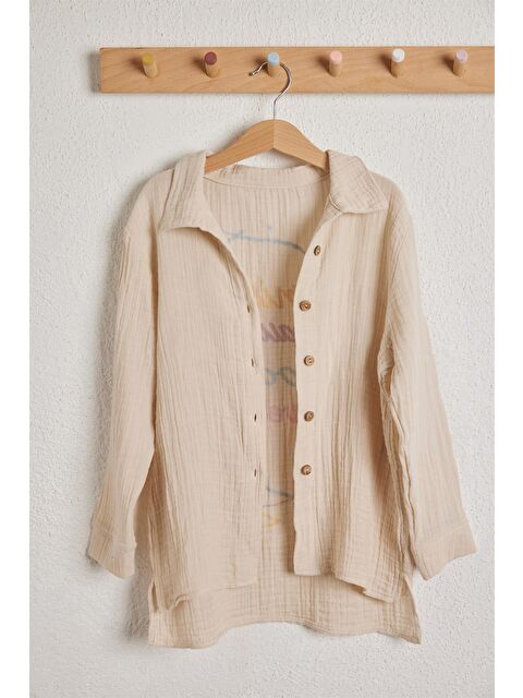 Katia And Bony Smile Çocuk Keten Gömlek Bej - S000323996-19928