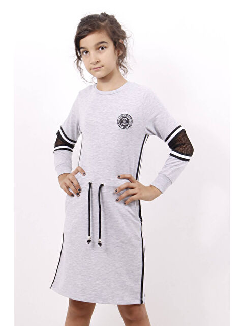 Toontoykids Kız Çocuk Göğsü Armalı Şeritli Elbise - S000254110-74