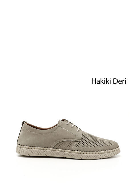 GÖNDERİ(R) Erkek KUM-SİYAH Bağcıklı Hakiki Deri Comfort Ayakkabı