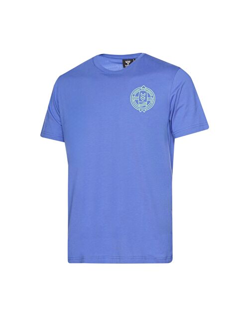 Hummel Calvert Erkek Mavi Yuvarlak Yaka Spor Tişört