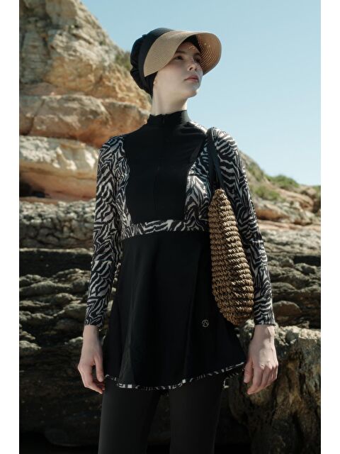 C&City Tam Kapalı 4 Lü Tesettür Mayo C14013 Zebra - S000215944-37424