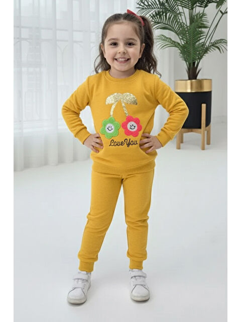 Tofisa Kız Çocuk Hardal Nakışlı İki İplik İkili Takım - 27973-HARDAL - S000468358-20074