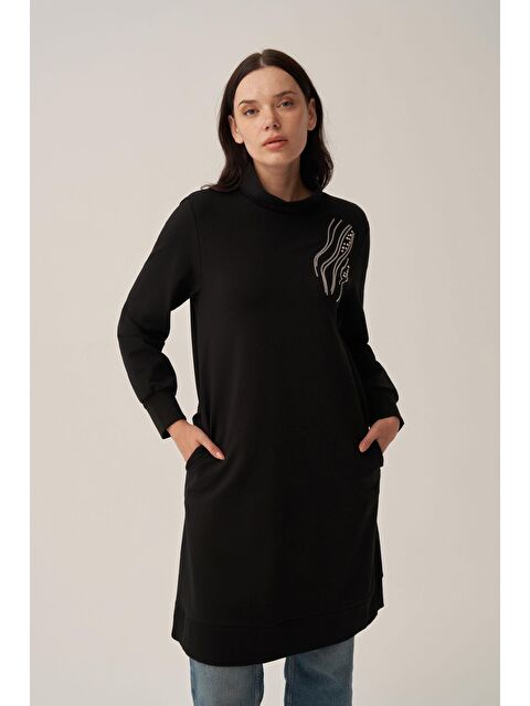 ALLDAY Siyah-Taş İşlemeli Pamuklu Tunik - S000505468-19351