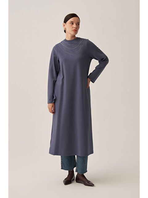 ALLDAY Mavi-Pamuklu Zincir İşlemeli Tunik - S000505466-17234