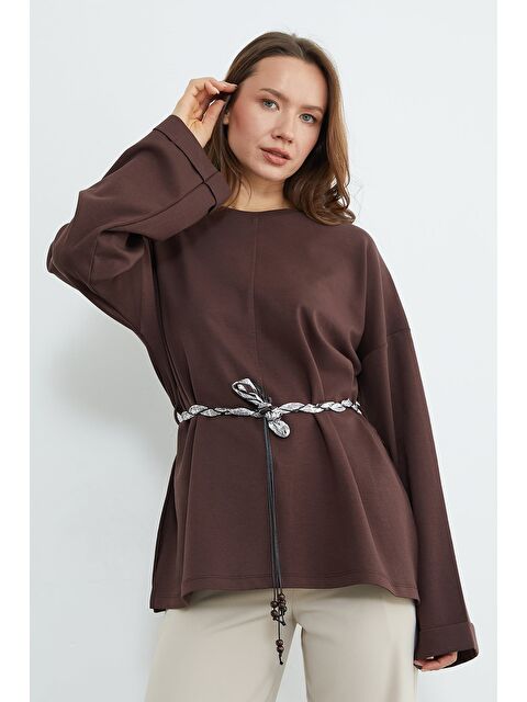Fullamoda Kemerli Yırtmaçlı Geniş Kol Tunik - S000530234-19413