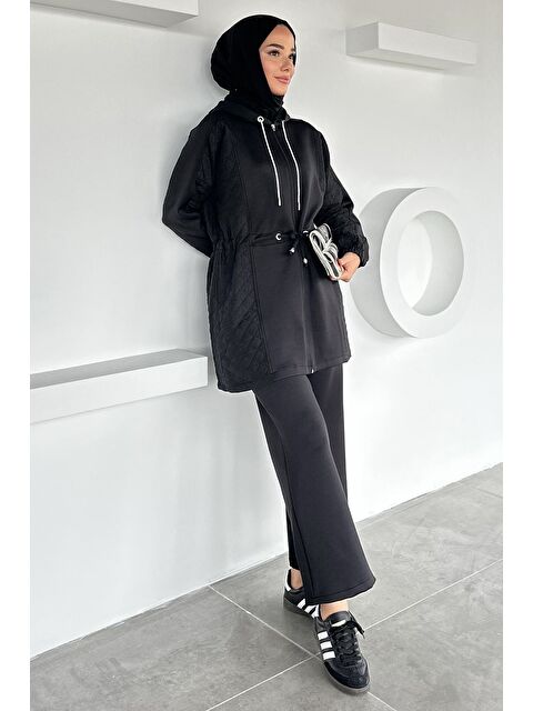 Julude Yan Kapitone Detaylı Kapüşonlu Tesettür Tunik Pantolon İkili Takım - S000470339-19351