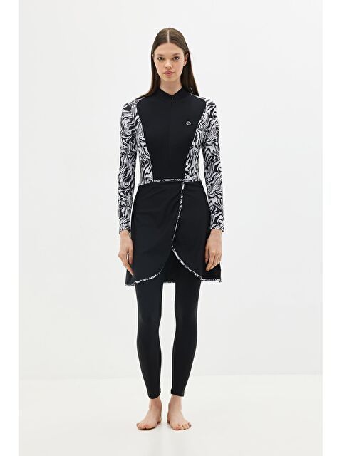 C&City Etekli Taytlı Tam Kapalı Tesettür Mayo C13059 Zebra - S000215963-37424