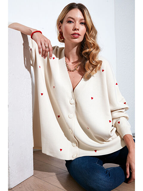 Lela Rahat Kesim V Yaka Triko Kadın Hırka 4616190 - S000273419-19966