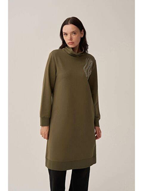 ALLDAY Haki-Taş İşlemeli Pamuklu Tunik - S000505468-18547