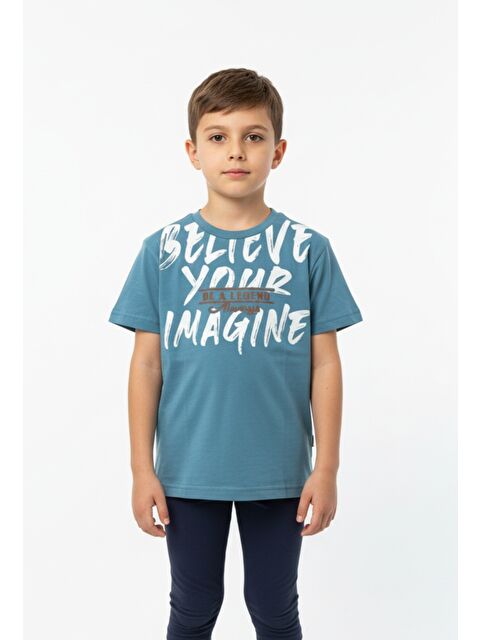 Toontoykids Erkek Çocuk Bisiklet Yaka Kısa Kollu Baskılı Tişört 24991