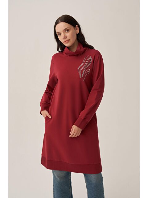 ALLDAY Bordo-Taş İşlemeli Pamuklu Tunik - S000505468-19951