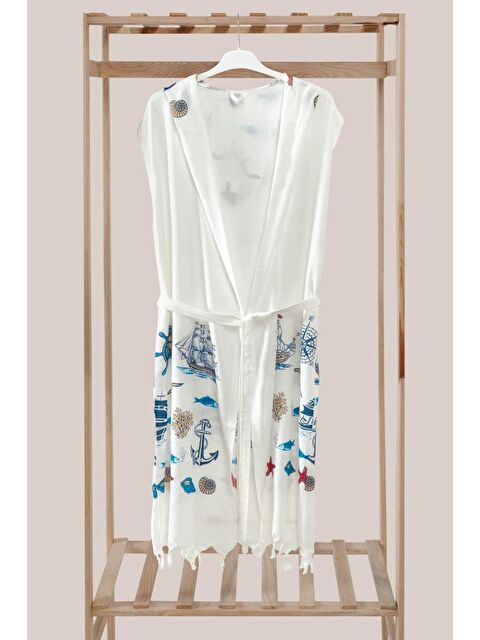 Mulberry Bambu Kapüşon'lu Peştemal Bornoz Plaj Elbisesi