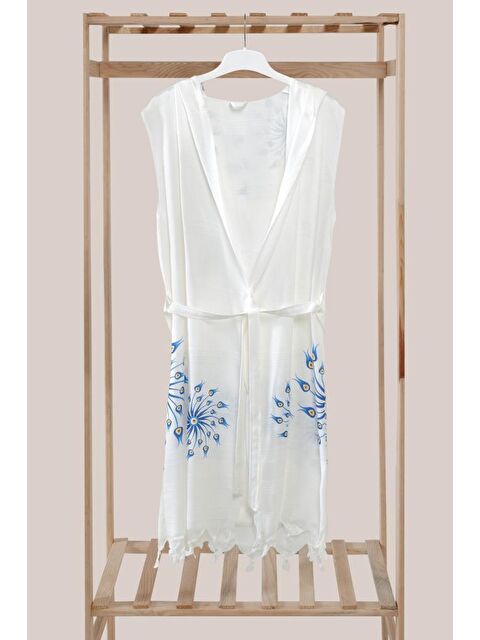 Mulberry Bambu Kapüşon'lu Peştemal Bornoz Plaj Elbisesi