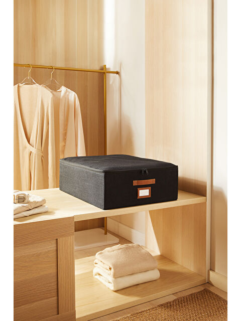 Ocean Home Textile Siyah Renk Jüt Destekli Kutu Hurç 45 x 55 x 18 cm - S000488844-19351