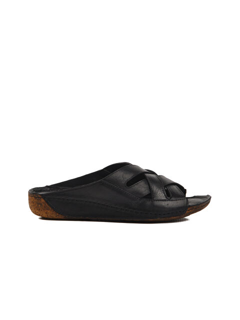 Ayakmod Siyah Hakiki Deri Kadın Terlik 003 Z - S000369198-19351