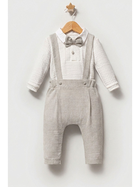 Cantoy Papyonlu Askılı Salopet Görünümlü 3'Lü Erkek Bebek Takımı - S000521411-20600