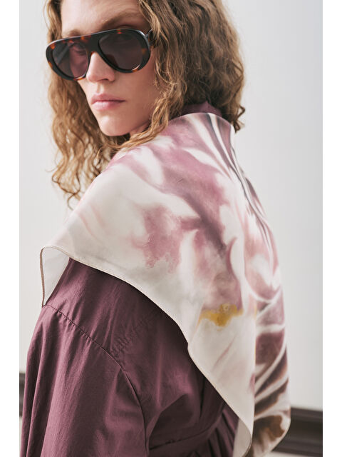 Manuka Desenli Orta Boy Saten Fular Valerıa - S000471217-37577