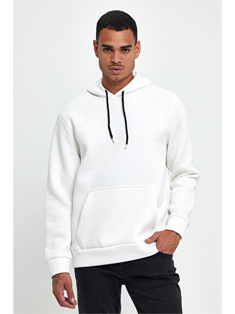 Süperlife Kapüşonlu Standart Kalıp İçi Polarlı 3 İplik Kalın Erkek Büyük Beden Hoodie spr25sw55 - S000336163-19965