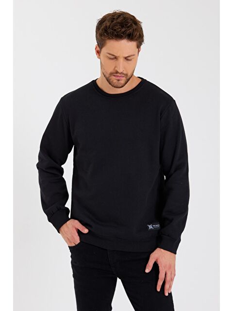 Mmetalic Bisiklet Yaka Etiket Detayı İçi Pamuklu Erkek Büyük Beden Sweatshirt - S000234440-19351