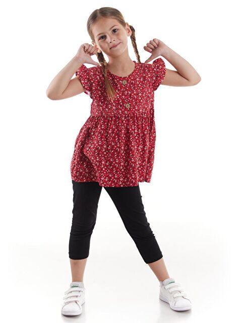 Ahengim Kız Çocuk Takım Vizkon Baskılı Taytlı Alt Üst Takım Pamuklu Ak2522 - S000177593-20045