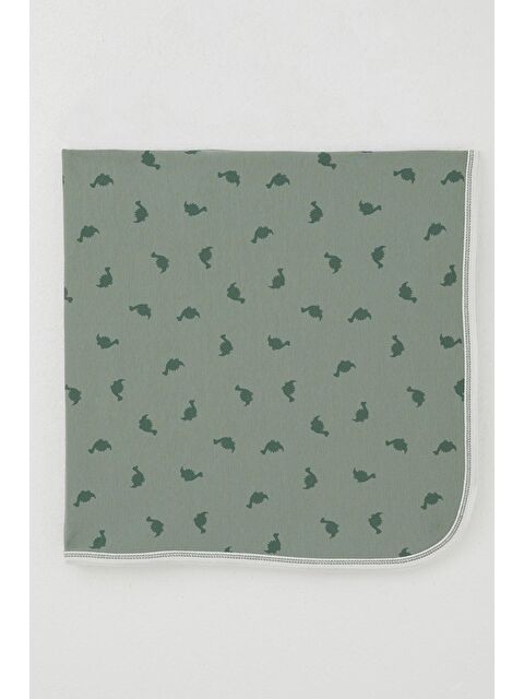 Breeze Yenidoğan Bebek Battaniyesi Sevimli Bebek Dinozor Desenli Haki Yeşil (80 X 90 Cm) - S000516791-37310