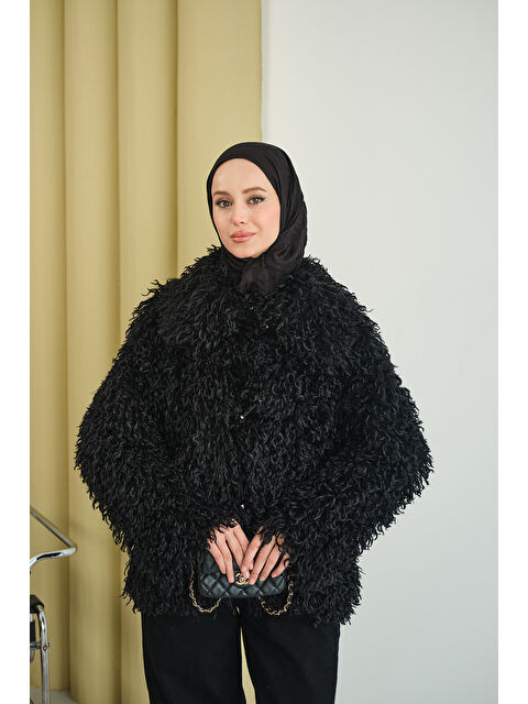 Locco Moda Kadın Kıvırcık Astarlı Kürk Siyah - S000492665-19351