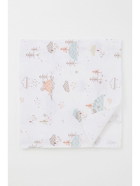 Breeze Yenidoğan Bebek Müslin Battaniye Bahar Temalı Bulut Desenli Ekru (77 X 94 Cm) - S000516797-19965