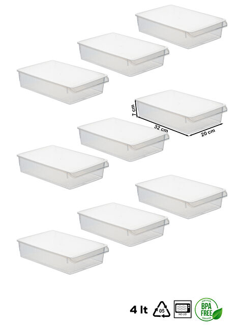 Porsima 3183 9 Adet Kapaklı Dolap İçi ve Buzdolabı İçi Düzenleyici Banyo Mutfak Organizeri 4 Litre - S000376121-26865