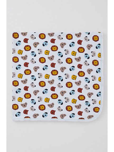 Breeze Yenidoğan Bebek Battaniyesi Sevimli Hayvancıklar Desenli Beyaz (76 X 87 Cm) - S000516801-20063