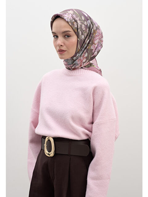 Fresh Scarfs Wısterıa Desen Pamuklu Viskon Eşarp Gülkurusu - S000458609-20028