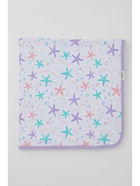 Breeze Yenidoğan Bebek Battaniyesi Renkli Deniz Yıldızı Desenli Beyaz (78 X 88 Cm) - S000516787-20063