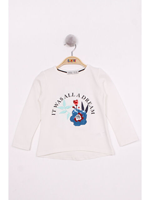 Toontoykids Kız Çocuk Pullu Güllü Nakışlı T-Shirt - S000361643-19965