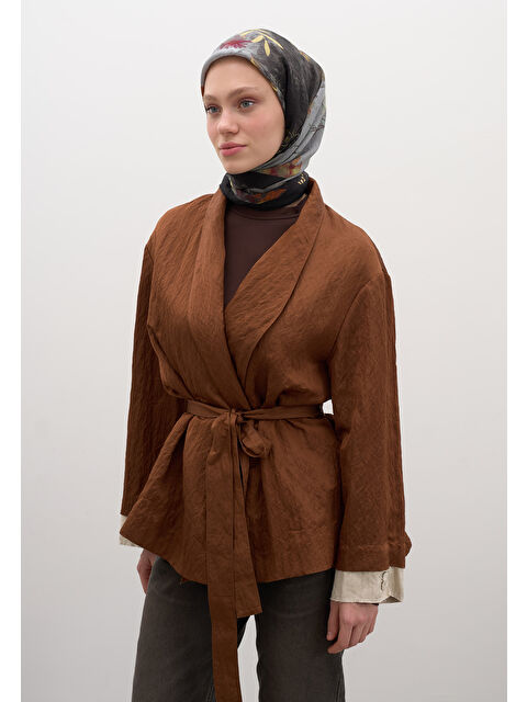 Fresh Scarfs Dıtsy Leaves Desen Pamuklu Viskon Eşarp Siyah - S000458611-19351