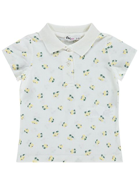 Civil Girls Kız Çocuk Yapraklı Çiçek Desenli 2-5 Yaş Tişört - Kırık Beyaz