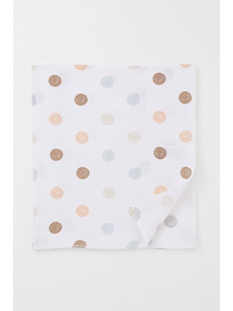 Breeze Yenidoğan Bebek Müslin Battaniye Renkli Puan Desenli Ekru (77 X 93 Cm) - S000516813-19965