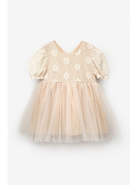 Le Mabelle Krem Tül Etekli Dantel Detaylı Kız Çocuk Elbise - Nora