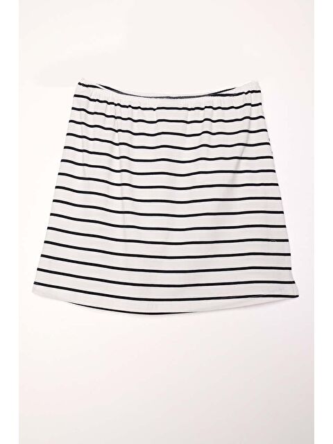 ALLDAY Ekru-Siyah-Pamuklu Çizgili İçlik Gömlek Etek - S000336936-5406