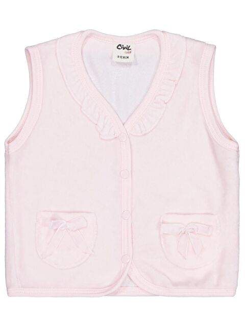 Civil Baby Cep Fiyonklu Yaka Fırfırlı 6-18 Ay Yelek - Pembe 9-12 Ay - S000512278-20024